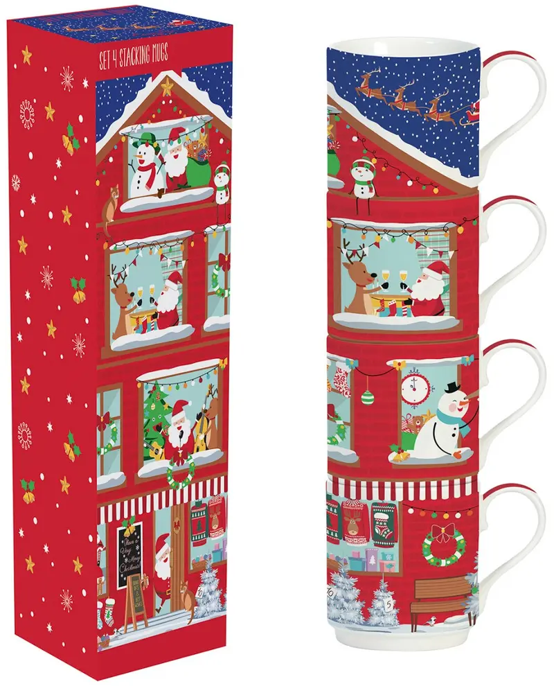 Set 4 cani de portelan 0,275l Christmas Neighbours, Pronat