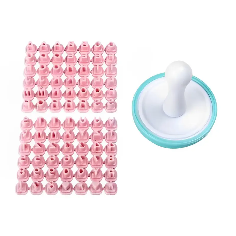 Set Cu Stampila Litere Cifre Simboluri Roz (simbol 0.8 cm)