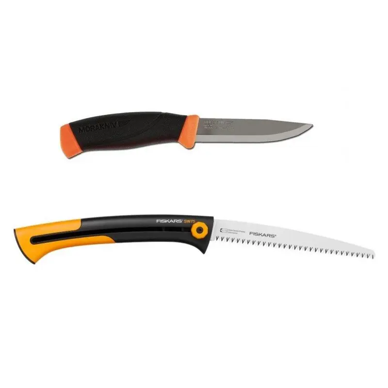 Set cutit Morakniv Heavyduty si fierastrau Fiskars ( CBS11 )