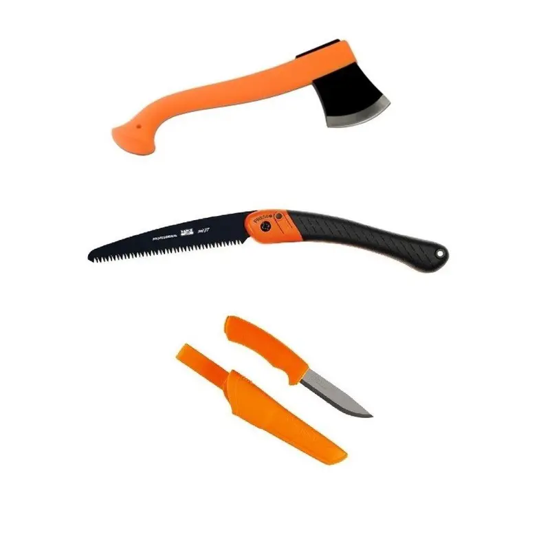 Set fierastrau BAHCO, cutit si topor MORAKNIV ORANGE ( CBS 1 )