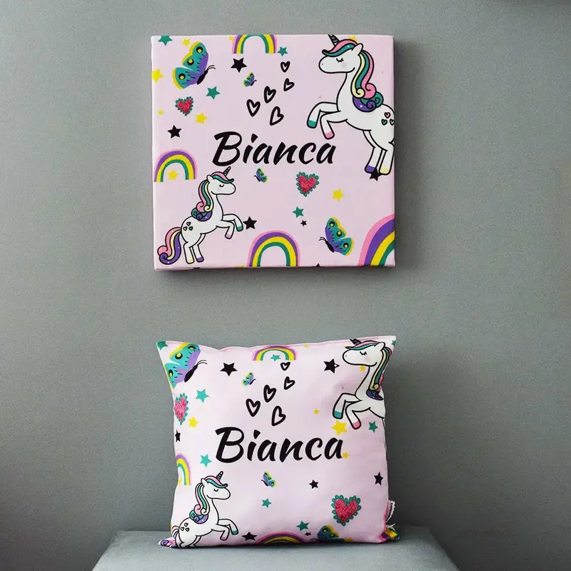 Set Personalizat Pernuță + Tablou Unicorn