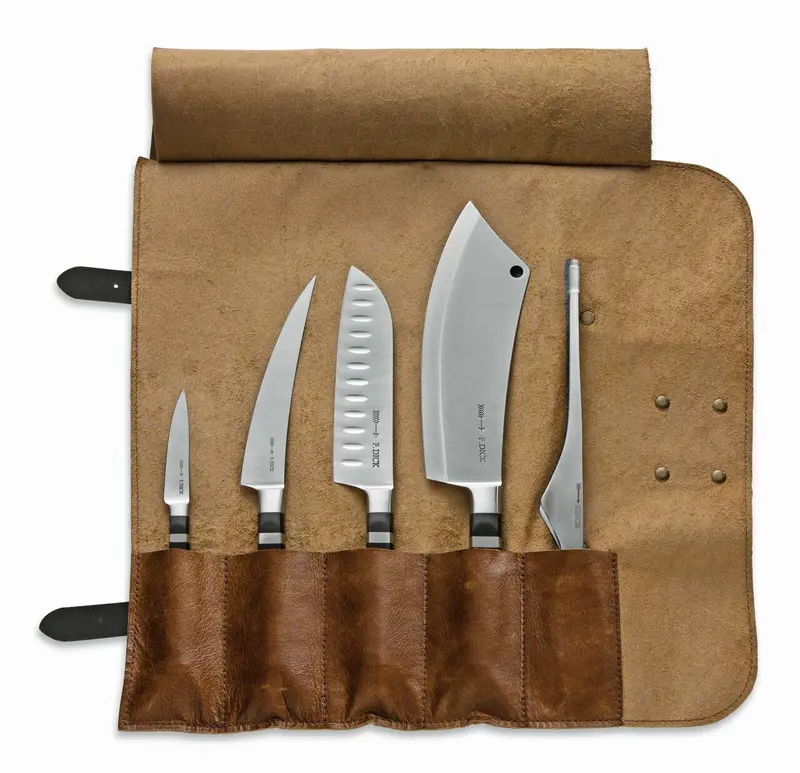 Set premium de cutite si ustensile, 5 piese, geanta piele naturala, DICK 1905 ( 8.1968 )