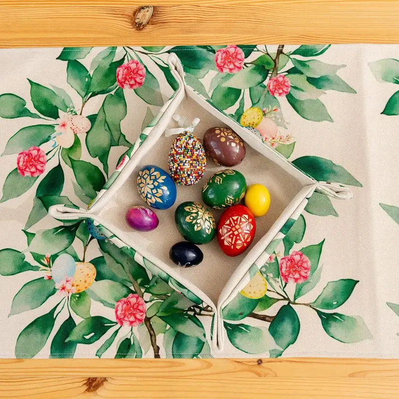 Set Traversă masă + Cosuleț oua/pâine "Easter Oasis" editia pentru Paste