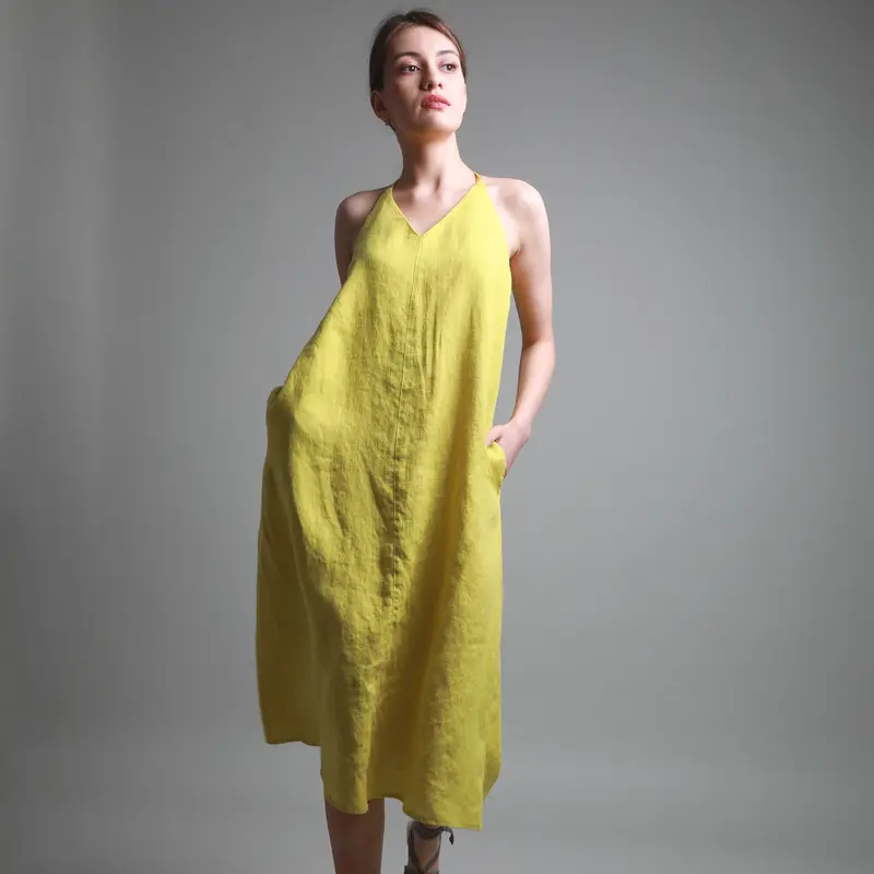 SIERRA Rochie midi din in cu umeri goi