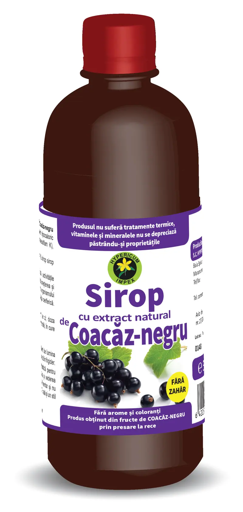 Sirop de coacăz negru fără zahăr 500 ml – Hypericum