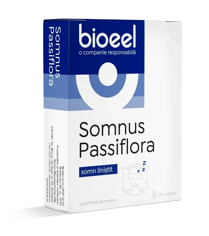 Somnus Passiflora 20 capsule – Bioeel - Relaxare seara