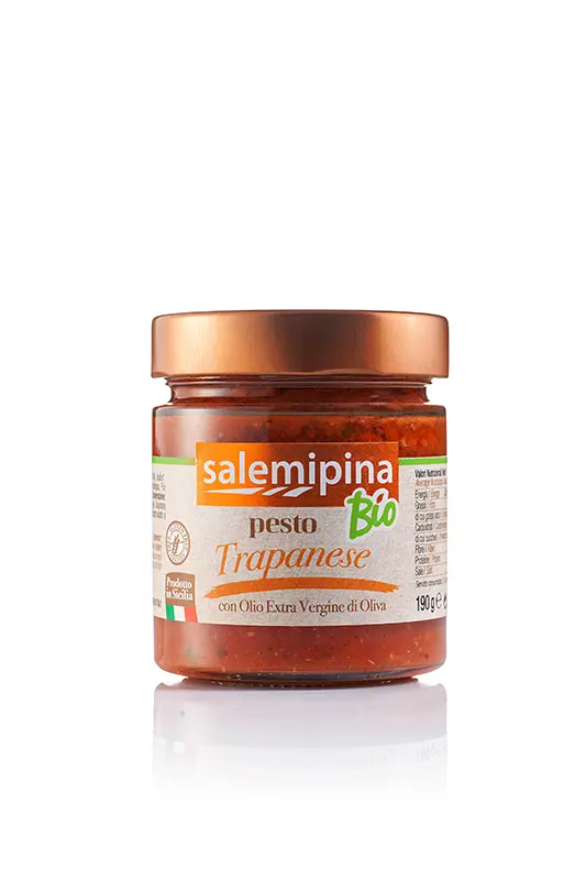Sos Pesto Trapanese BIO, 190 gr, cu Roșii, Migdale,Vegan, SALEMIPINA