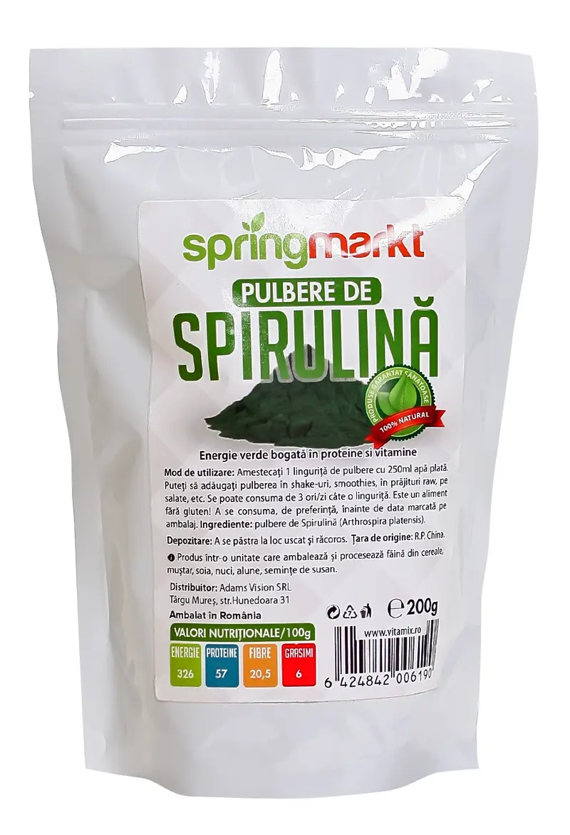 Spirulină pulbere 200 g – Springmarkt - Proteine vegetale