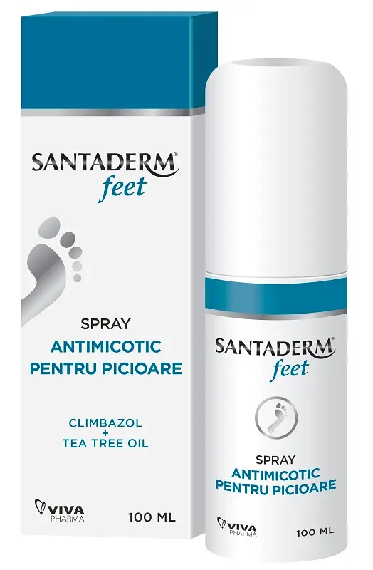 Spray antimicotic picioare Santaderm 4feet 100 ml – Viva Pharma