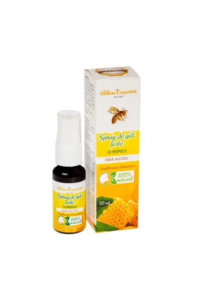 Spray gât forte propolis fără alcool 20 ml – Apicola Pastoral