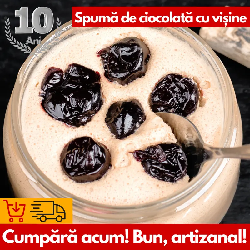 Spuma de Ciocolata Belgiana cu Visine Confitate 150g - Un Deliciu