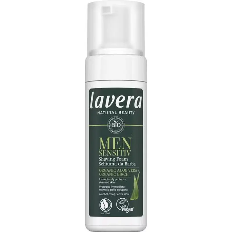 Spuma de ras sensitiv cu aloe vera bio si mesteacan bio, 150ml