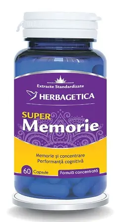 Super Memorie 60 capsule – Herbagetica - Pentru concentrare