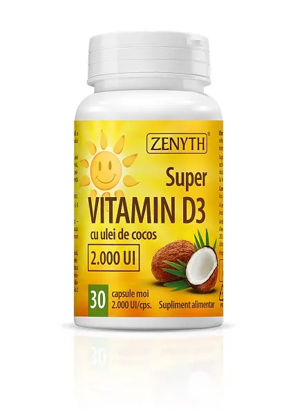Super Vitamina D3 2000 UI 30 capsule moi – Zenyth - Pentru oase
