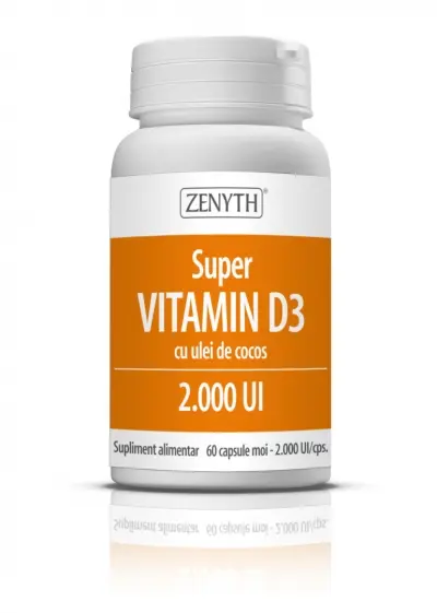 Super Vitamina D3 2000 UI 60 capsule moi – Zenyth - Pentru oase