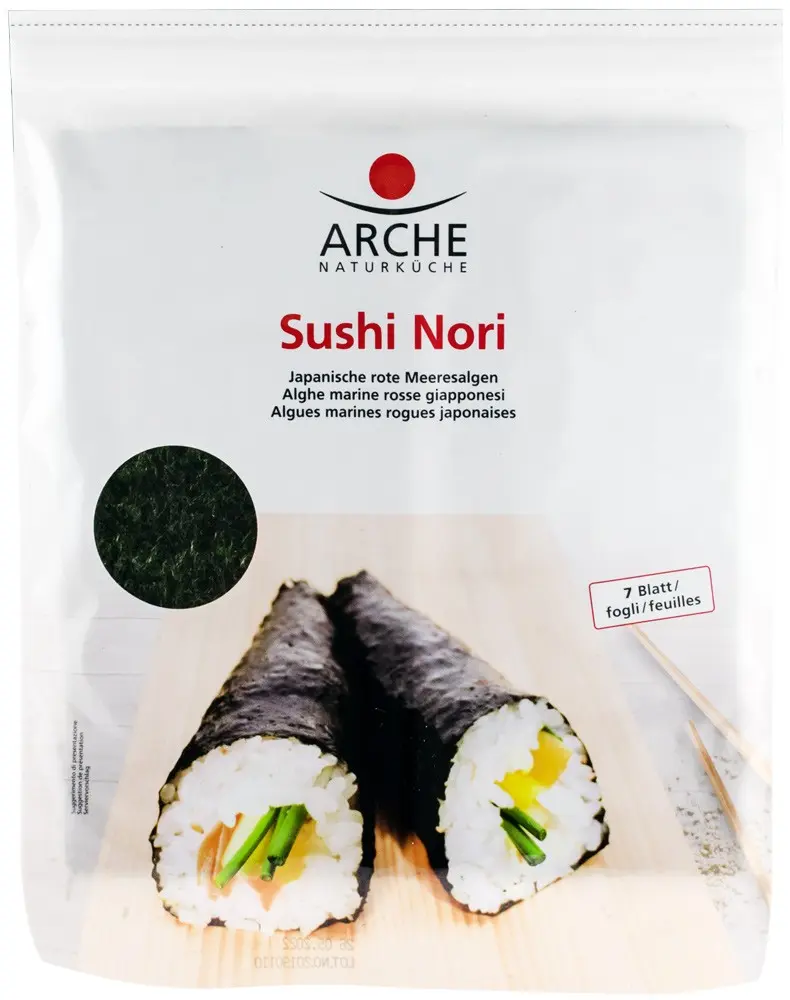 Sushi nori alge marine prajite pentru sushi, 7 foi x 2.4g / 17g Arche