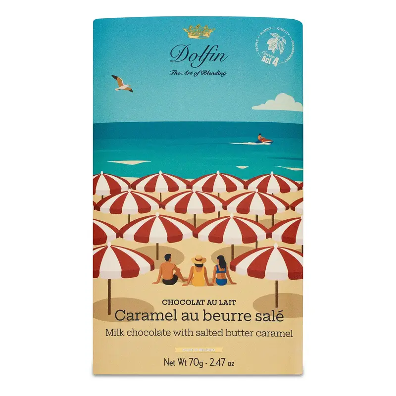 Tabletă de ciocolată cu lapte cu caramel sărat Colecție de vară 70g Dolfin