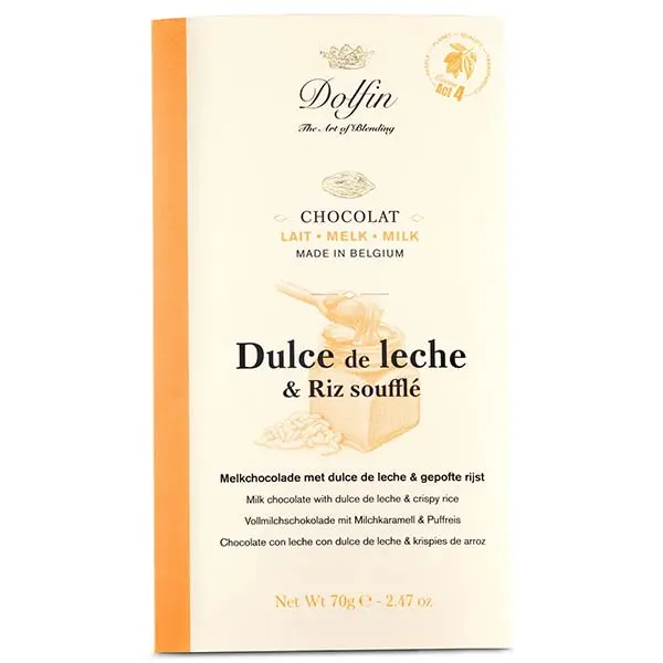 Tabletă de ciocolată cu lapte cu dulce de leche și orez expandat crocant 70g Dolfin
