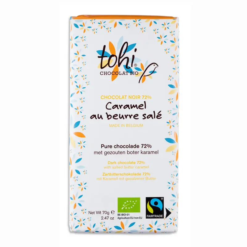 Tabletă de ciocolată cu lapte și caramel cu unt sărat 70g Dolfin - produs bio