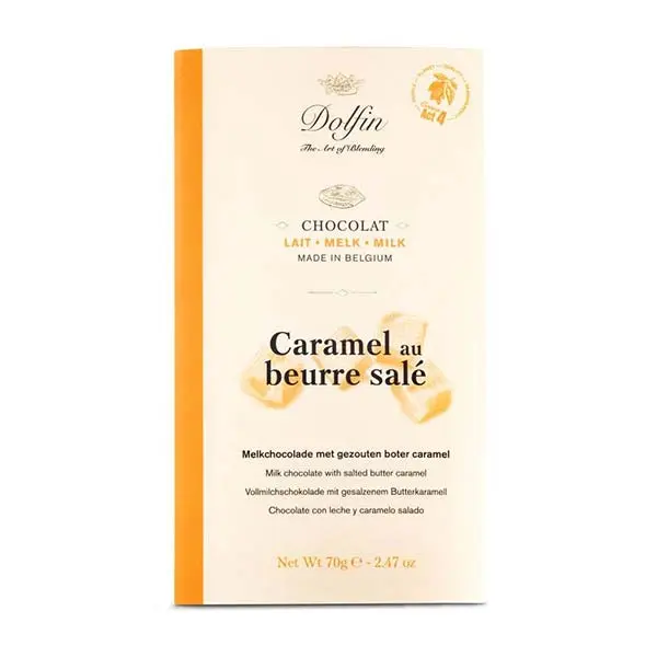 Tabletă de ciocolată cu lapte și caramel sărat 70g Dolfin