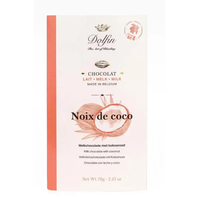 Tabletă de ciocolată cu lapte și cocos 70g Dolfin