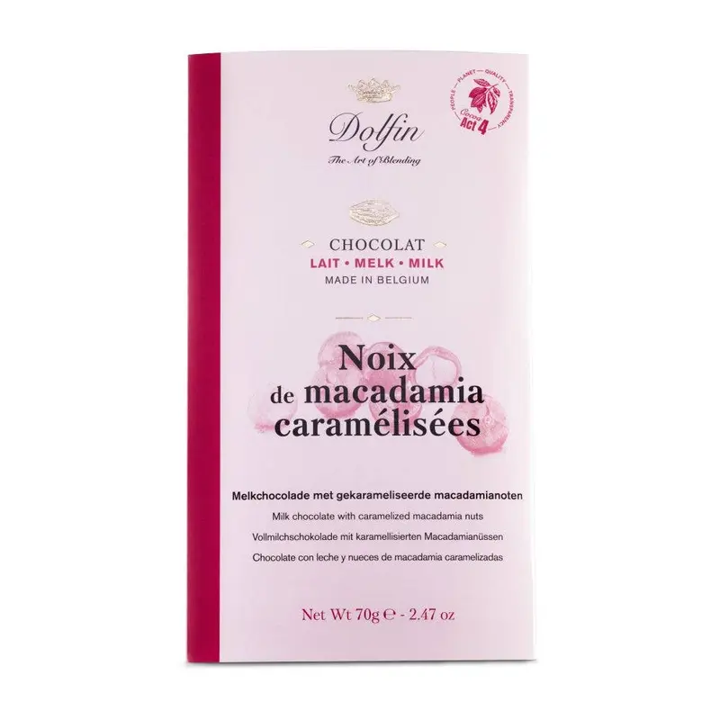 Tabletă de ciocolată cu lapte și nuci de macadamia 70g Dolfin
