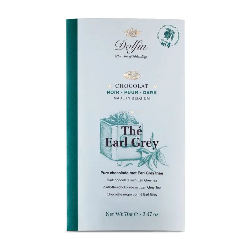 Tabletă de ciocolată neagră cu ceai negru Earl Grey 70g Dolfin