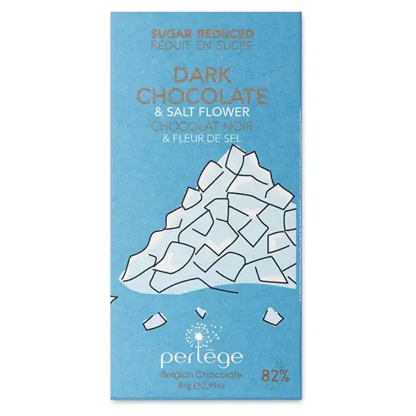 Tabletă de ciocolată neagră cu fleur de sel fără zahăr adăugat Perlege 85g