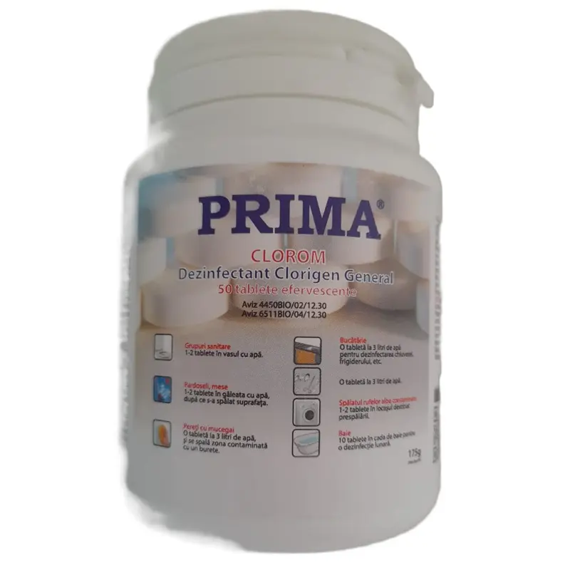 Tablete dezinfectante clor Clorom 50 comprimate – Vetro Design