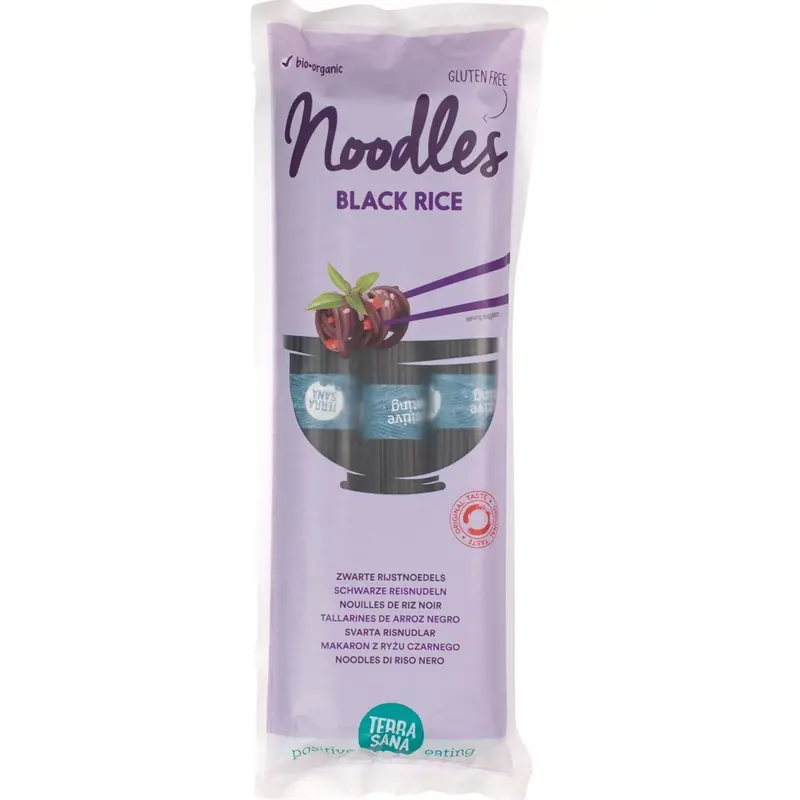 Taitei din orez negru bio fara gluten, 250g | Terrasana