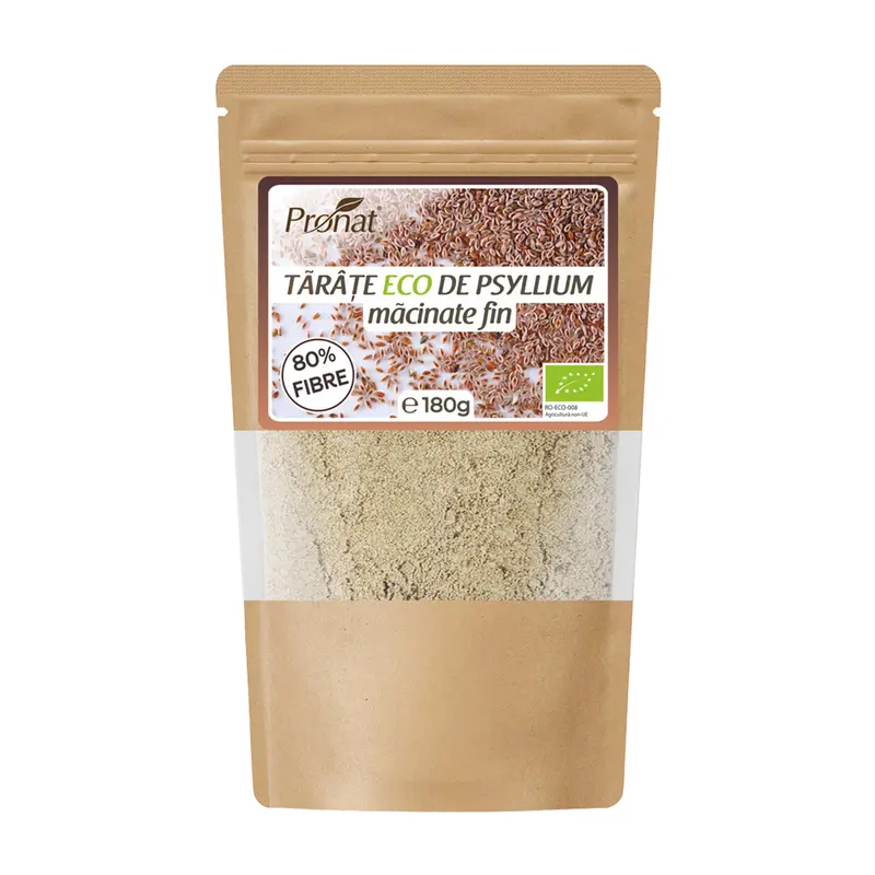 Tarate bio de psyllium macinate fin, 180g Pronat