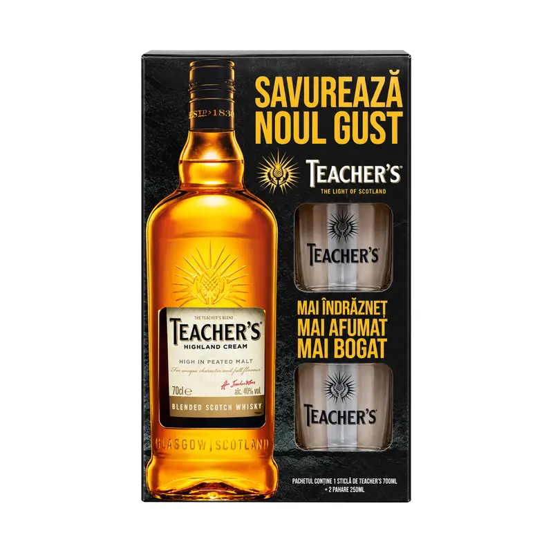 Teacher's Highland Cream + 2 Pahare 0.7L 40%
