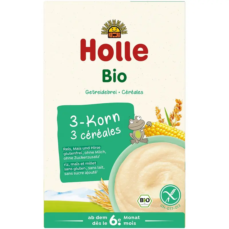 Terci bio din 3 cereale fara gluten pentru copii 6 luni, 250g | Holle