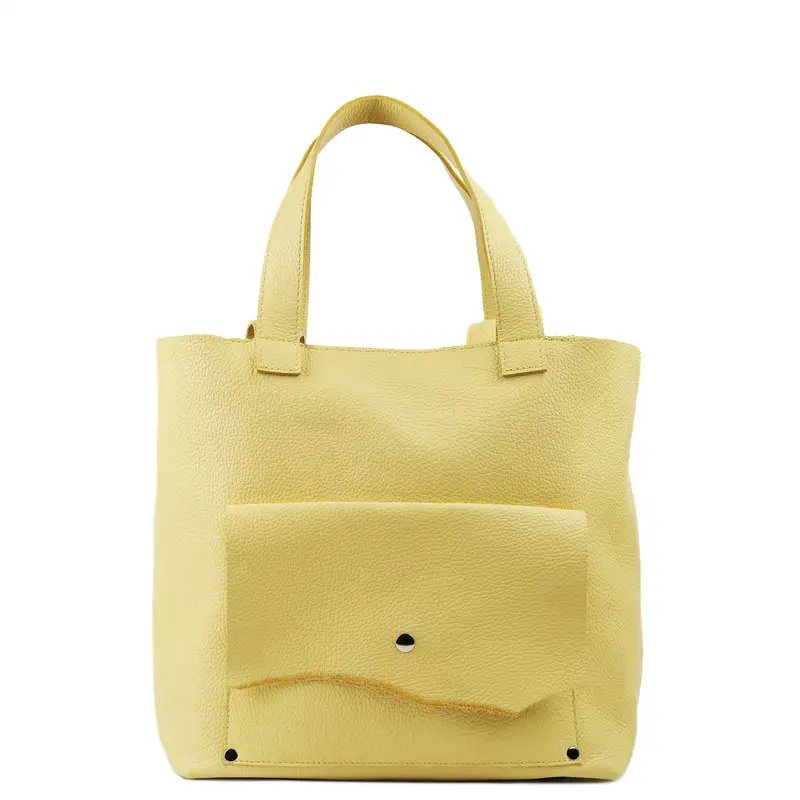 The Shopper pastel yellow leather bag