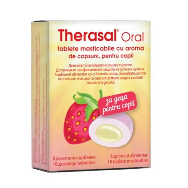Therasal Oral copii căpșuni 18 tablete masticabile – Vedra