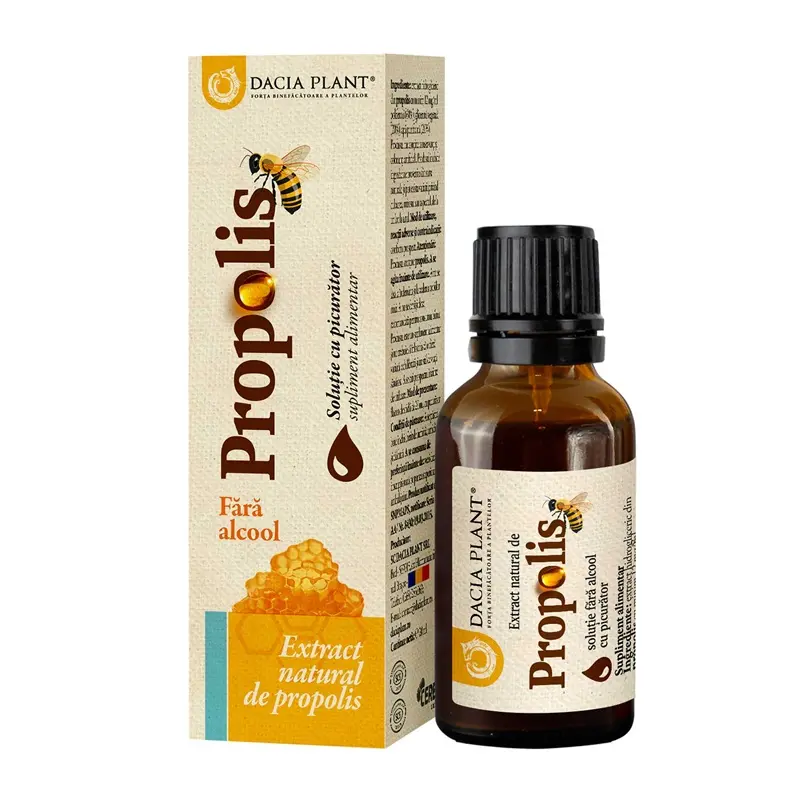 Tinctură de propolis fără alcool, picături 20 ml – Dacia Plant