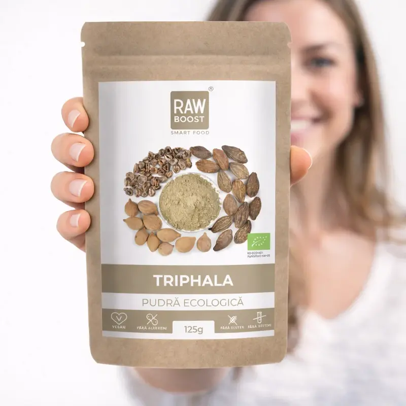 Triphala Pudră ECO - Detoxifiant, Rejuvenativ şi Laxativ Uşor, 125g | Rawboost