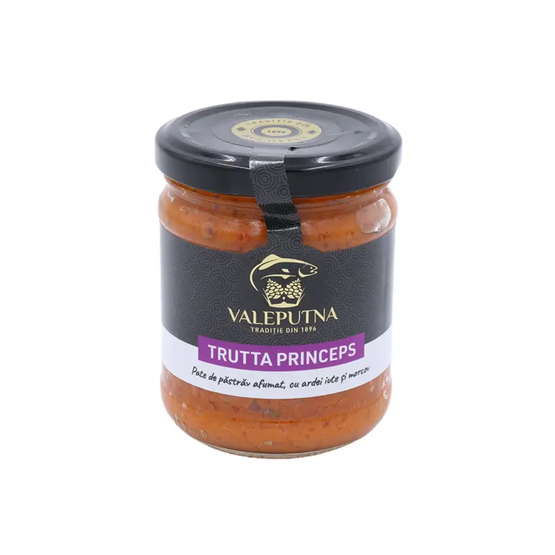 Trutta Princeps 210 g – păstrăv afumat cu ardei iute și morcov, gust intens