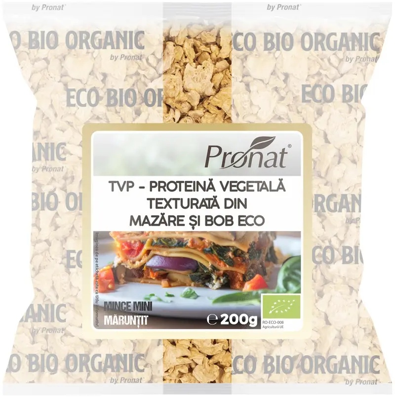 TVP - Proteina vegetala texturata din mazare si bob bio , mince mini (maruntit), Pronat