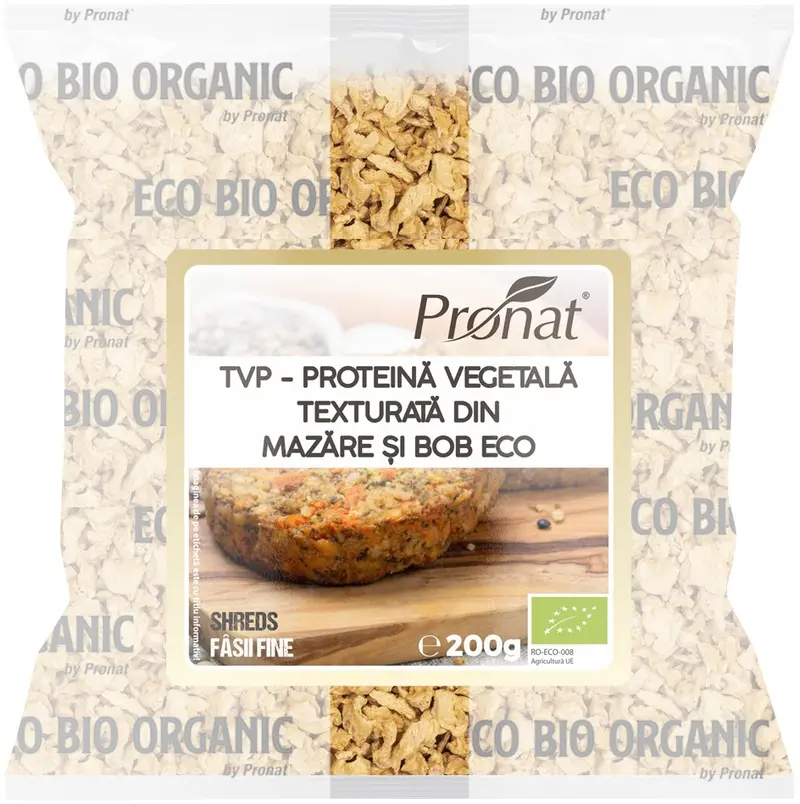 TVP - Proteina vegetala texturata din mazare si bob bio, shreds (fasii fine), Pronat