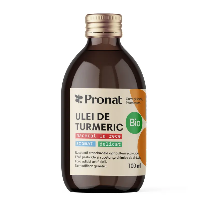 Ulei bio de turmeric (curcuma) macerat la rece, 100ml Pronat