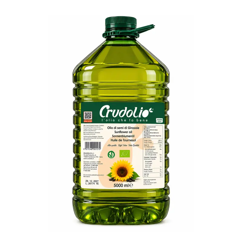 Ulei bio din seminte de floarea soarelui pentru prajit 5L Crudolio