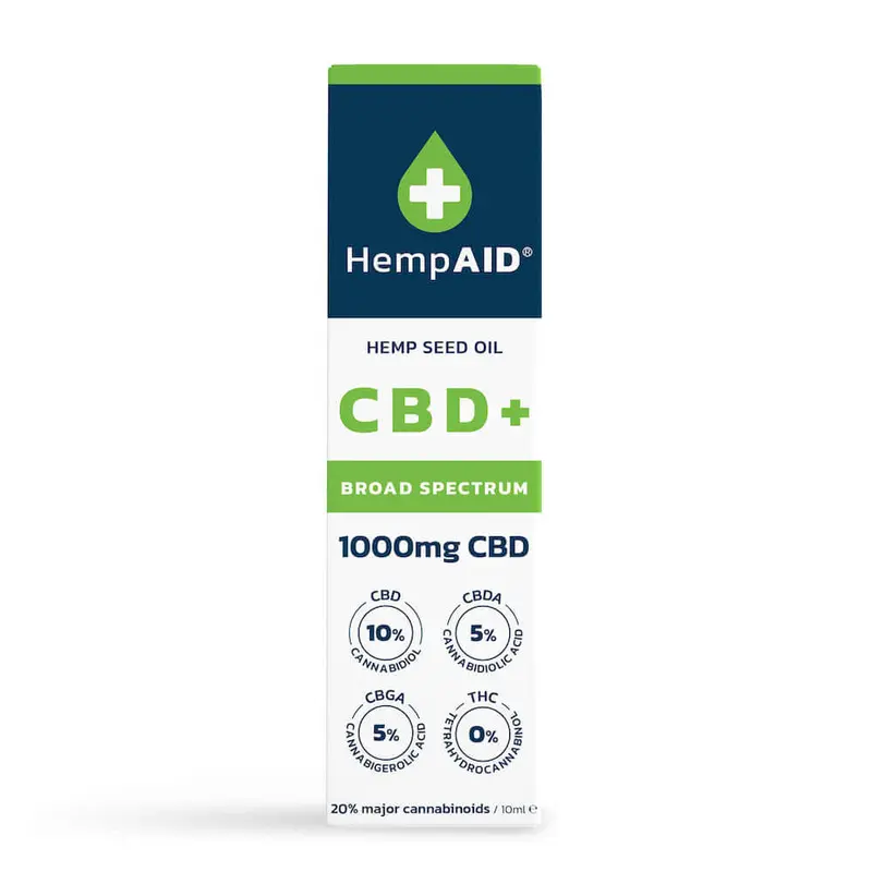 Ulei de canepa cu 1000mg CBD, 500mg CBDA, 500mg CBGA, broad spectrum, HempAID, natural, 10ml