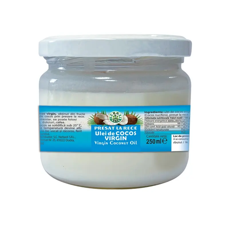 Ulei de cocos virgin presat la rece 250 ml – Herbavit