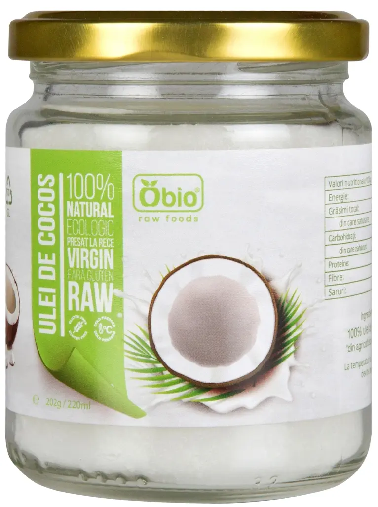 ULEI DE COCOS VIRGIN PRESAT LA RECE RAW BIO 202G/220ML