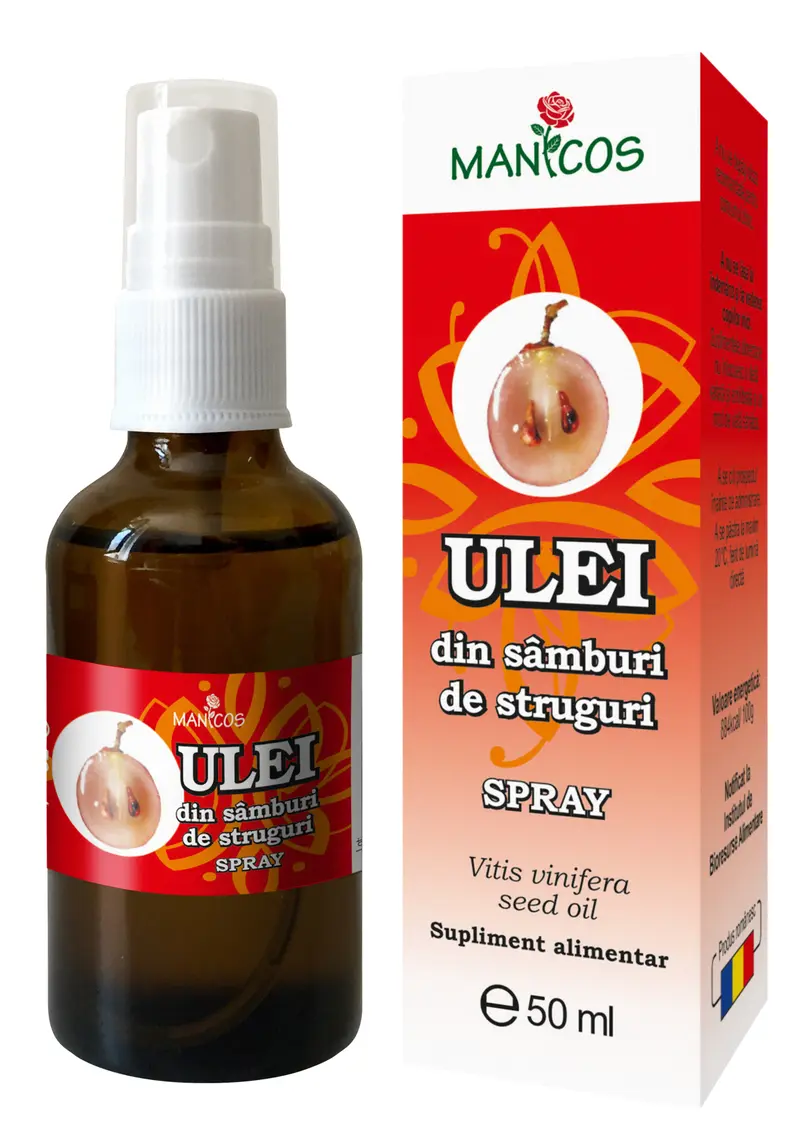 Ulei din semințe de struguri rafinat 50 ml, spray – Manicos