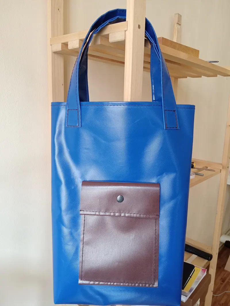 Upcycled vinyl tote bag