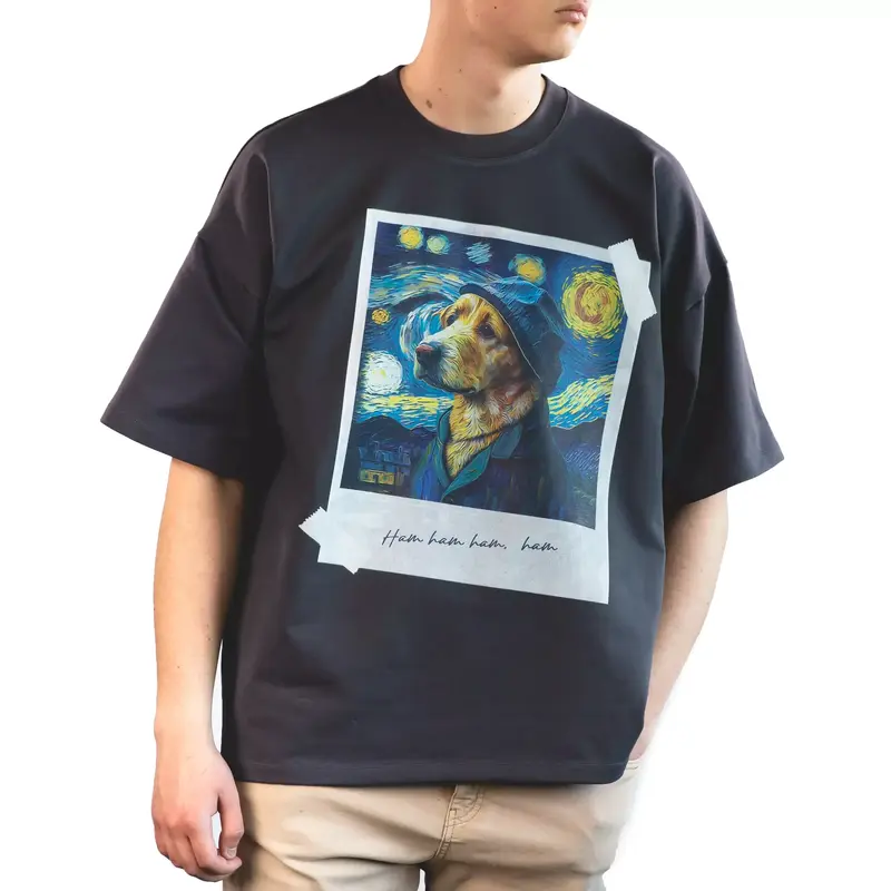 Van Dog- Tricou Boxy Fit- Gri Antracit
