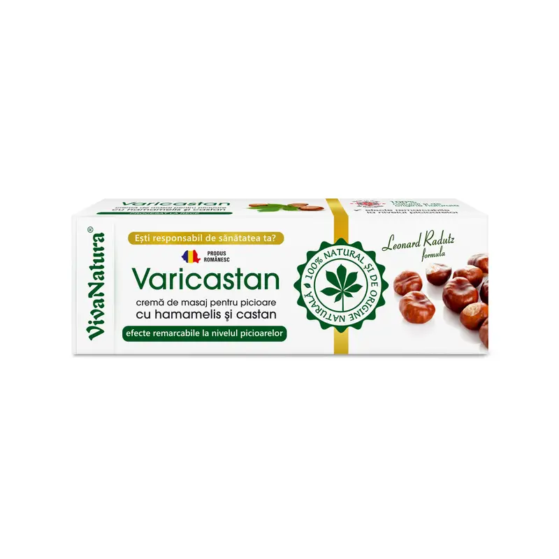 Varicastan – crema pentru masajul picioarelor cu hamamelis si castan 75 ml VivaNatura