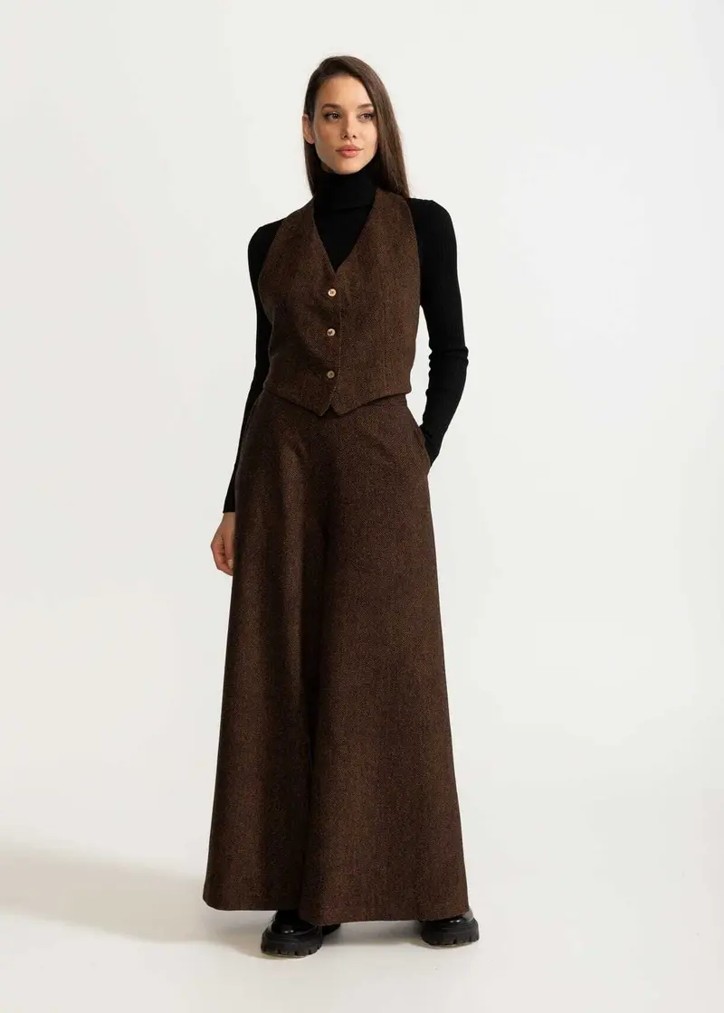 Vesta "Jina" 100% Lana - Castaniu Rustic
